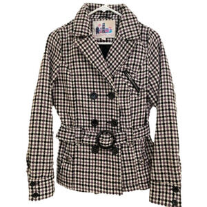 Opening‎ Act Size M Wool Blend Belted Jacket Academia Preppy Plaid Y2K Clueless